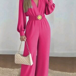 Elegant Pink Jumpsuit with Gold Accents